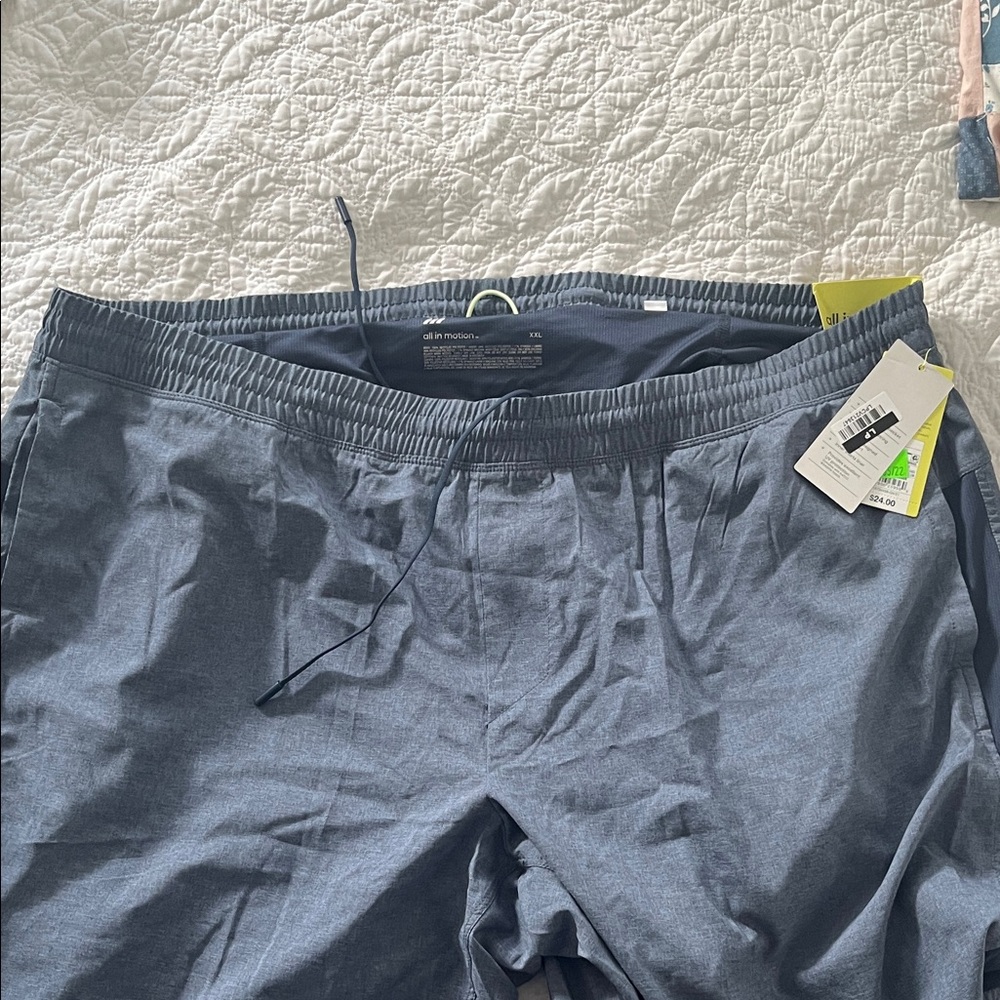 All in Motion Blue Athletic shorts with compression shorts liner xxl